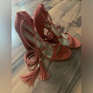 Suede lace up heels